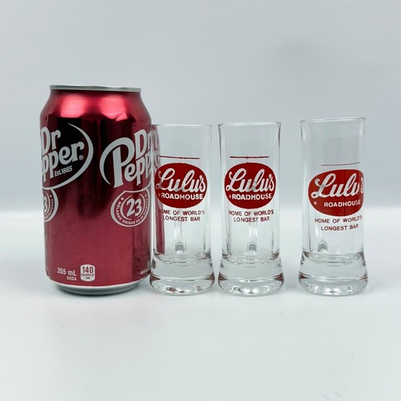 Lulu's Roadhouse Shot Glasses Set of 3 Home of World's Longest Bar France Vintag - Picture 2 of 7